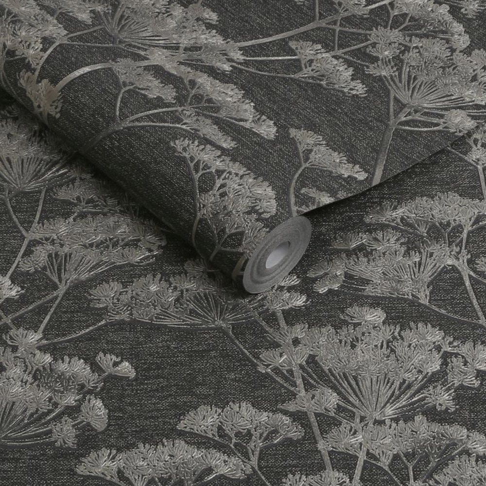 Boutique Serene Seed Head Black and Gold Wallpaper Image 2