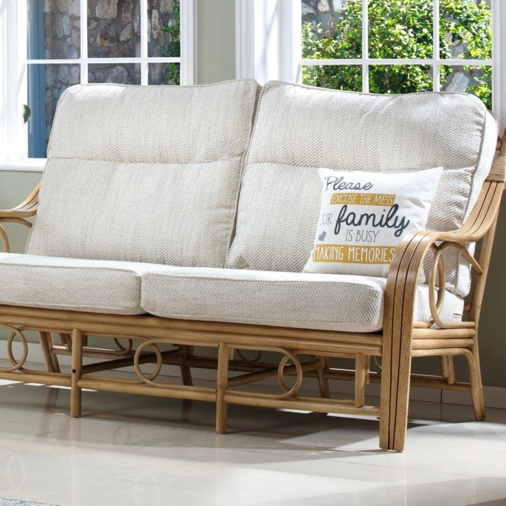 Desser Furniture Madrid 3 Seater Light Oak Natural Rattan Jasper Sofa Image 3