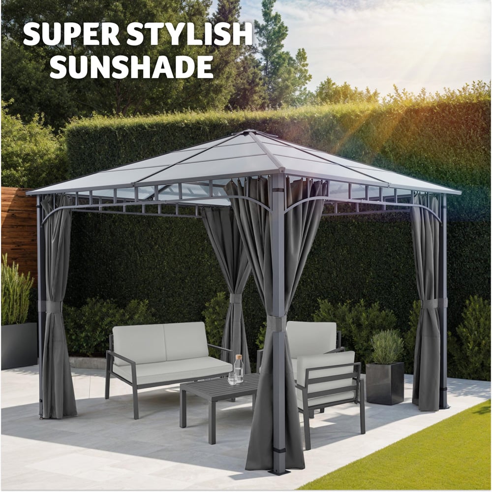 tectake Caracas 3 x 3m Translucent Roof Gazebo with 4 Side Panels Image 8