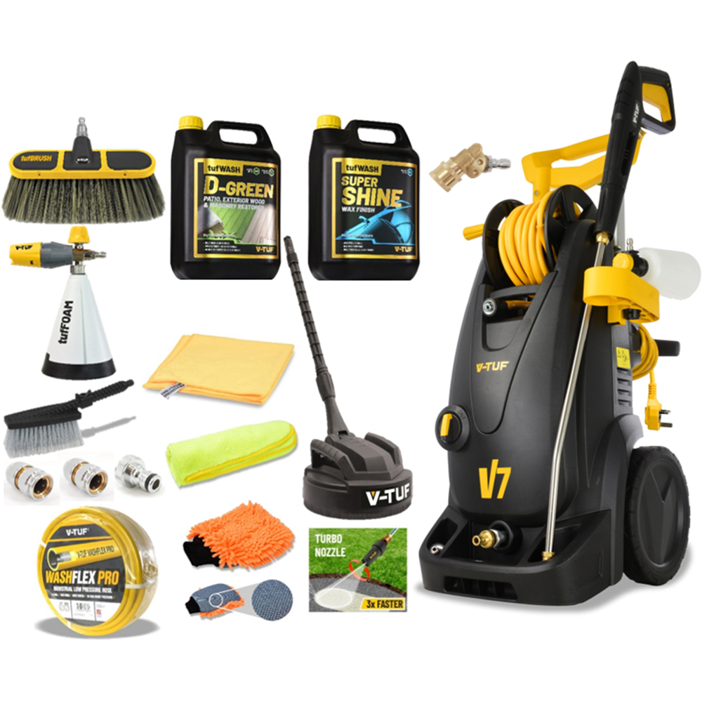 V-TUF V7 240 Tough DIY Electric Pressure Washer 195Bar with Pro Cleaner Kit Image