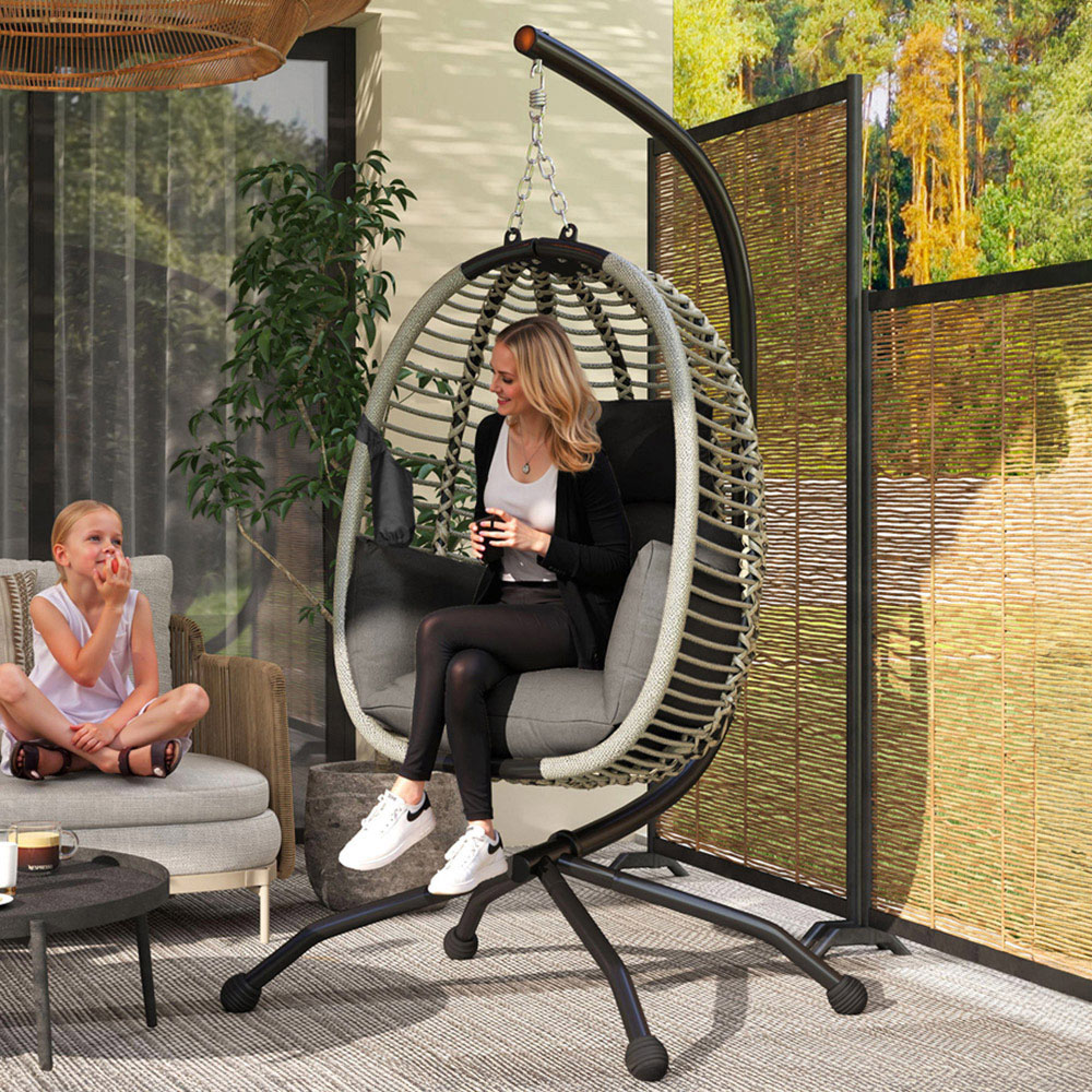 Outsunny Dark Grey Hanging Swing Chair with Thick Cushion Image 1