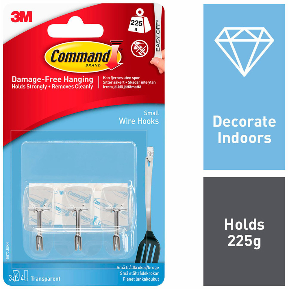 Command Utensil Hooks - 3 hooks, 4 clear strips Image 2