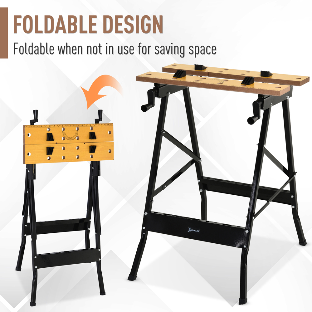 DURHAND 4-in-1 Black Foldable Work Bench with Adjustable Saw Image 8