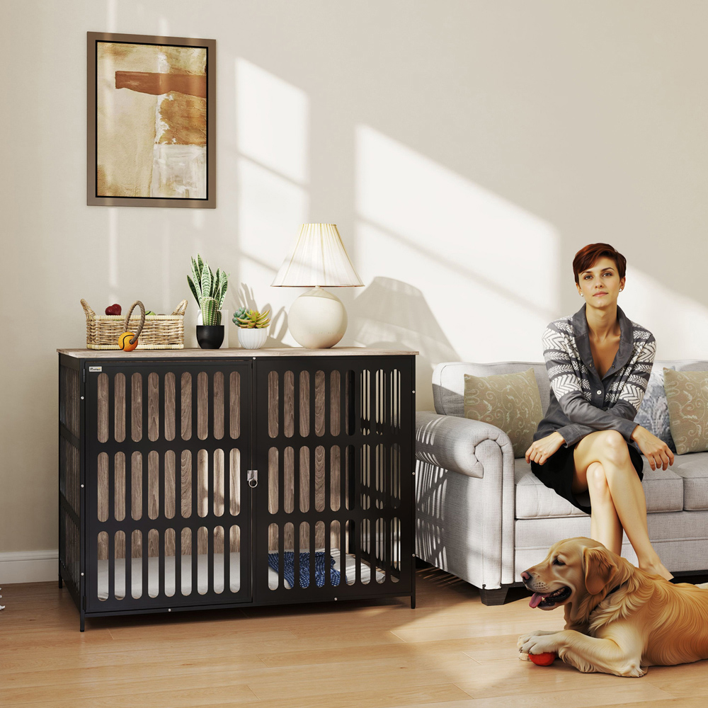 PawHut Extra Large Dog Crate Furniture with Anti Chew Resistant Mesh Image 3