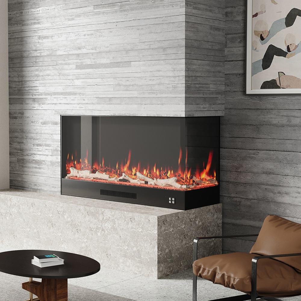 Living and Home Black Recessed Electric Fireplace with Remote Control 46 inch Image 2
