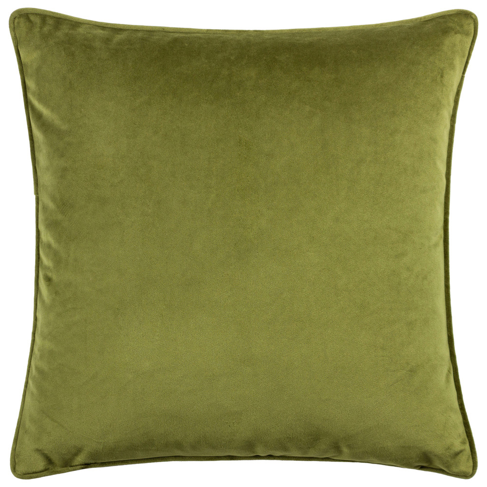 Hoem Malans Olive Cut Velvet Piped Cushion Image 3