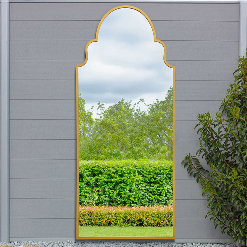 MirrorOutlet The Arcus Gold Framed Arched Leaner and Wall Garden Mirror 200 x 85cm Image 2