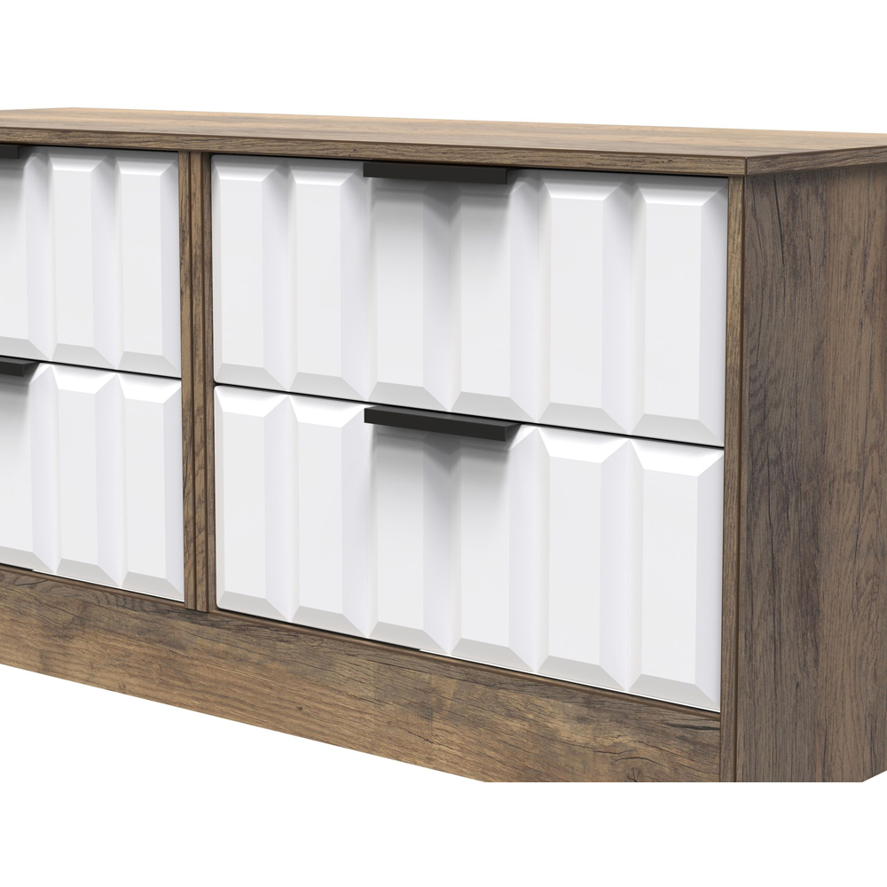Crowndale New York 4 Drawer White Matt and Vintage Oak Chest of Drawers Ready Assembled Image 5