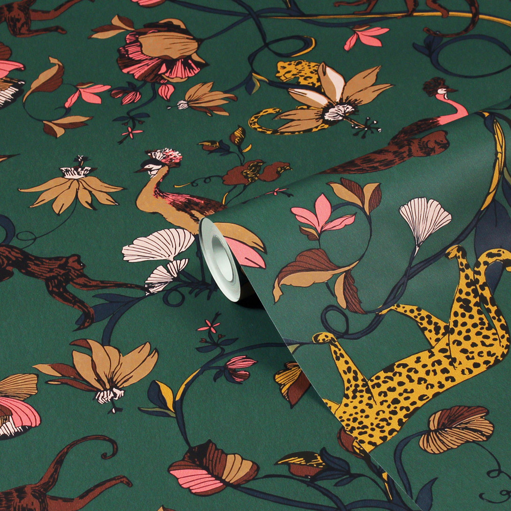 furn. Wildlings Juniper Tropical Green Matte Wallpaper Image 2
