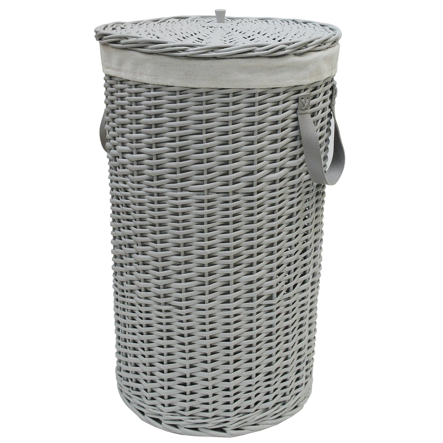 Tall Willow Grey Round Split Laundry Basket Image