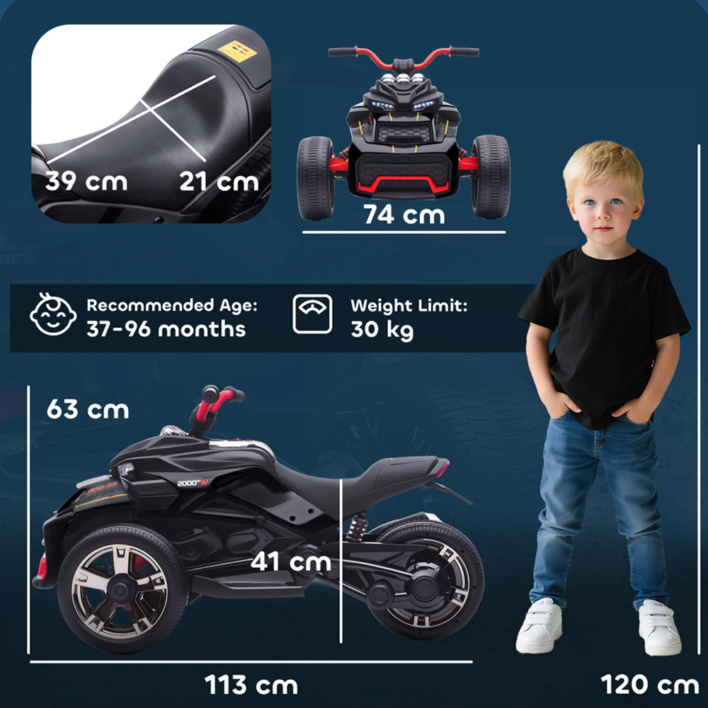 AIYAPLAY Kids Black Ride On Electric ATV Quad Bike 12V Image 9