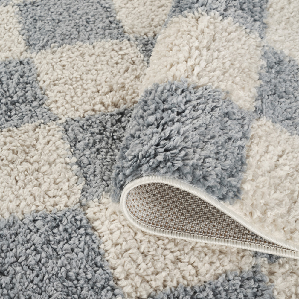 Desire Rugs Chester Duck Egg Blue Shaggy Checkered Rug 60 x 220cm Image 4