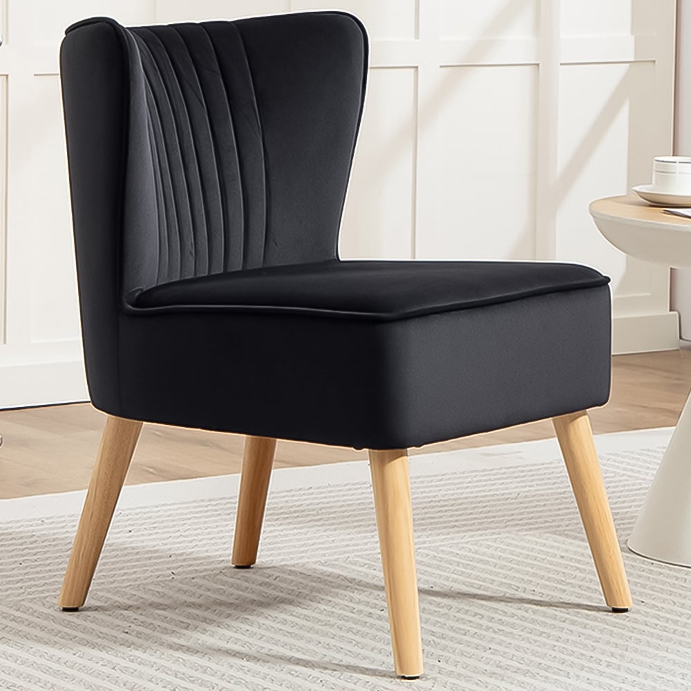 HOMCOM Black Velvet Occasional Tub Accent Chair Image 1