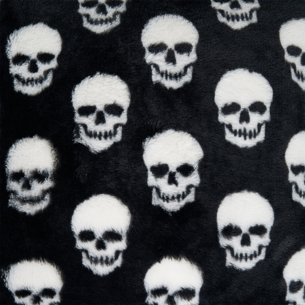 Skulls Faux Fur Cushion Black Image 5