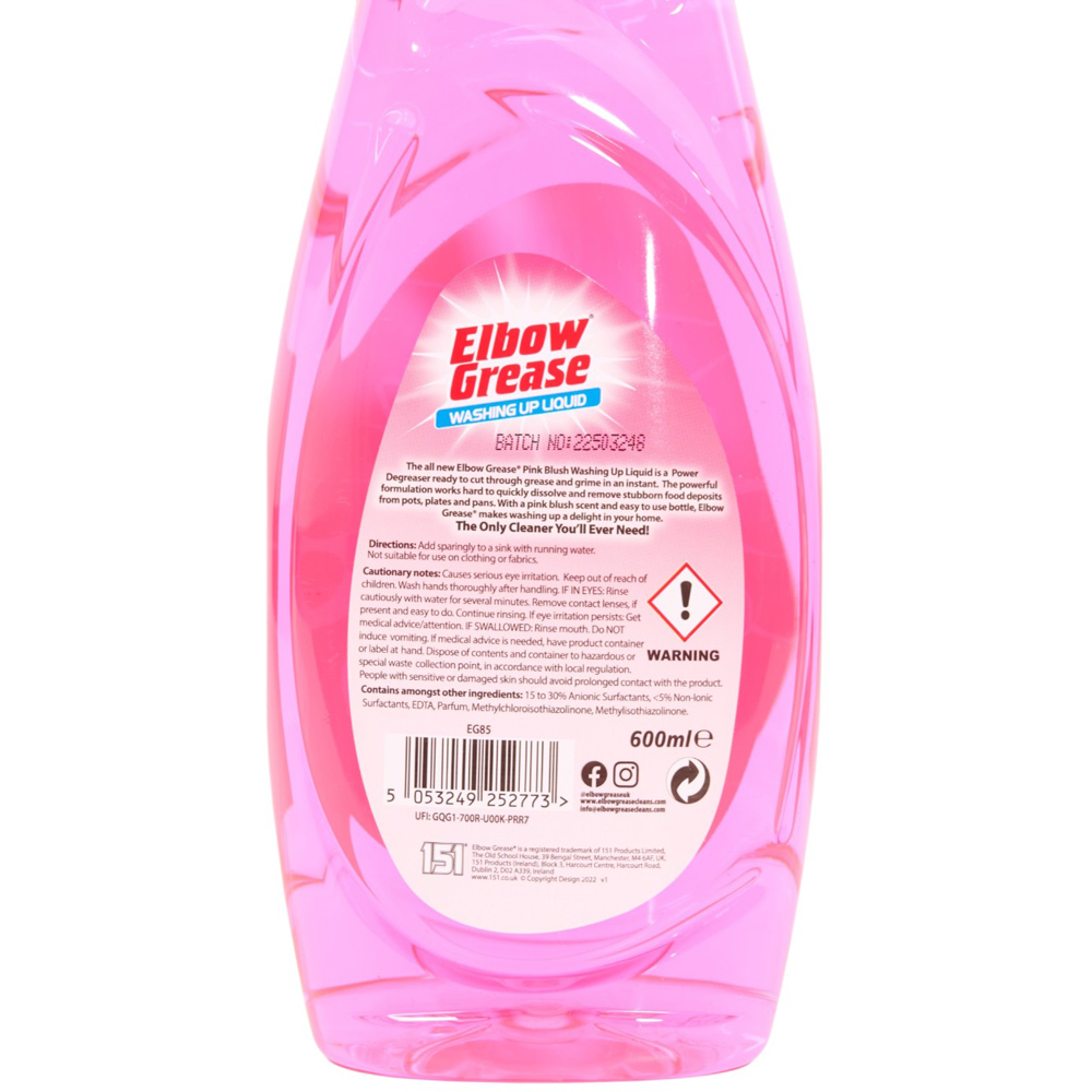 Elbow Grease Pink Blush Washing Up Liquid 600ml Image 3