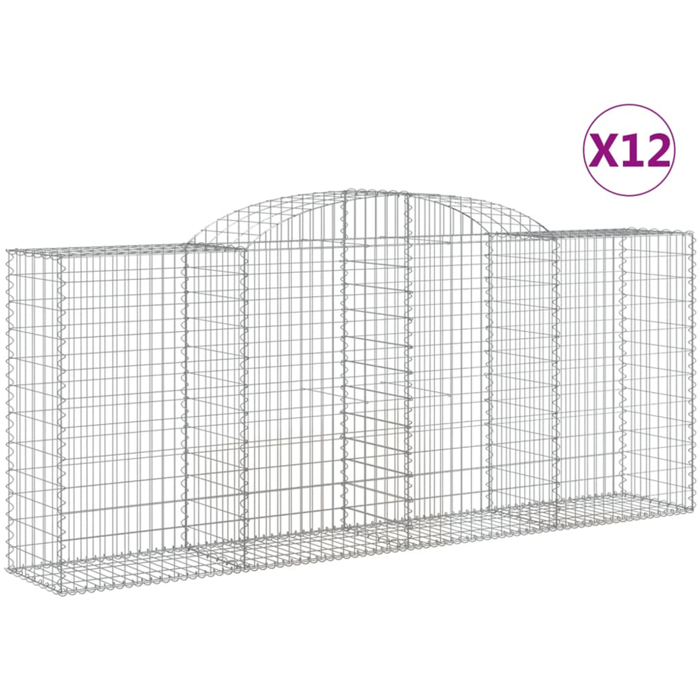 vidaXL Silver Galvanised Iron Arched Gabion Basket 300 x 50 x 120/140cm 12 Pack Image 2