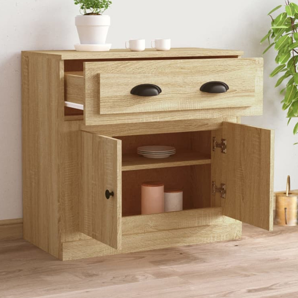 vidaXL 2 Door Single Drawer Sonoma Oak Sideboard Image 1