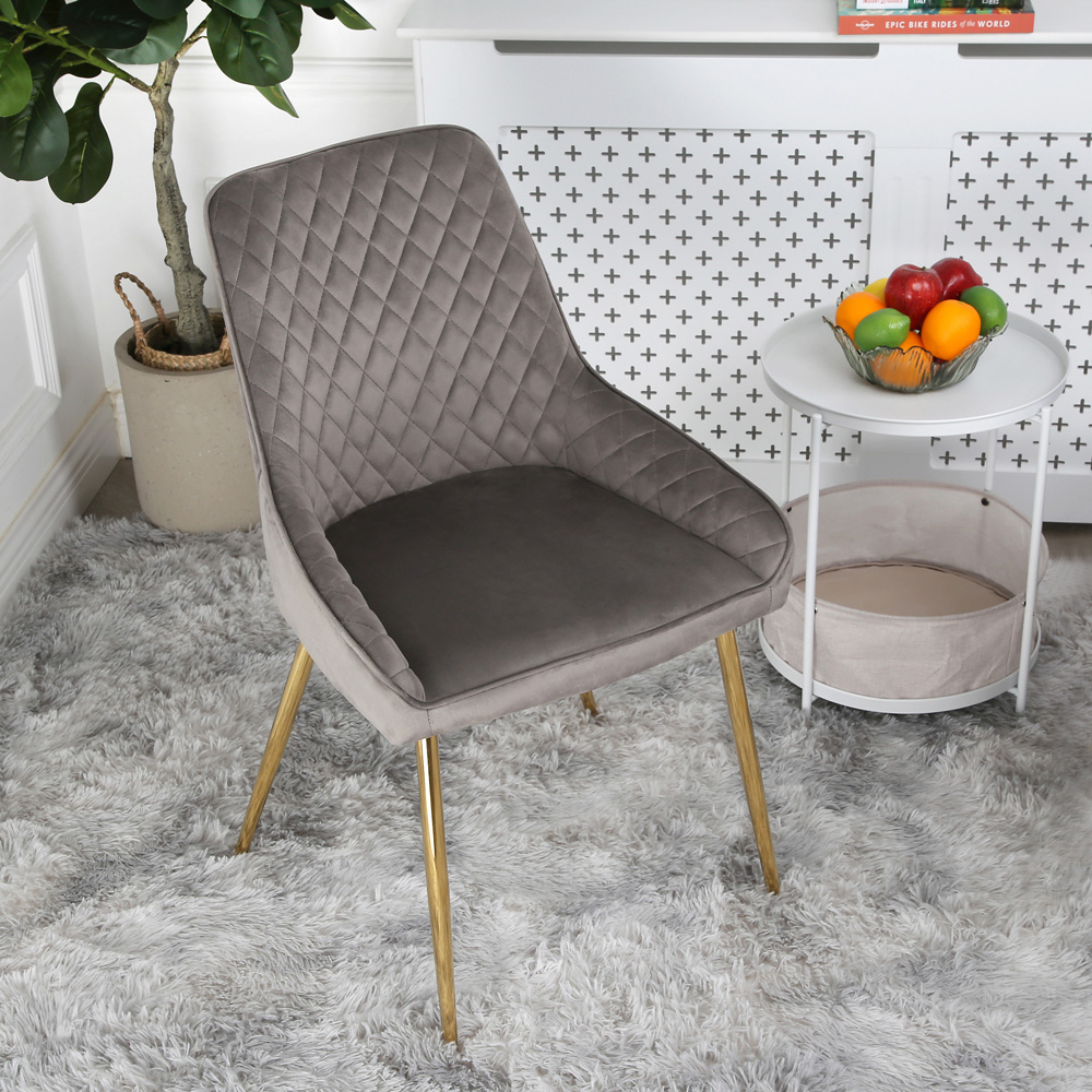 Home Garden Direct Hamilton Set of 2 Grey Velvet Dining Chairs Image 7