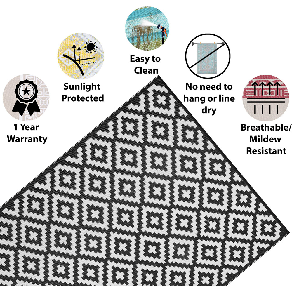 Green Decore Bliss Black and White Camping and Picnic Rug 180 x 270cm Image 7