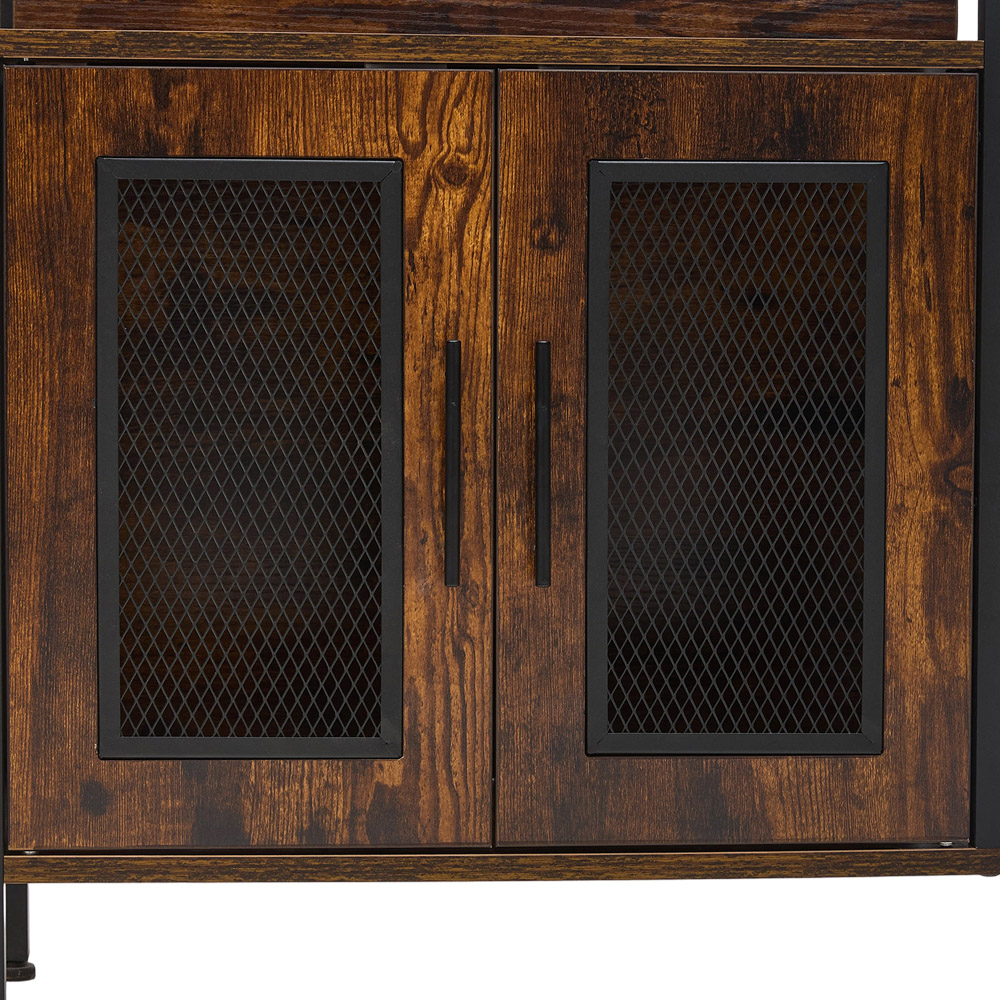 Living and Home 2 Door 3 Shelf Retro Brown Bar Cabinet with 5 Bottle Wine Rack Image 4