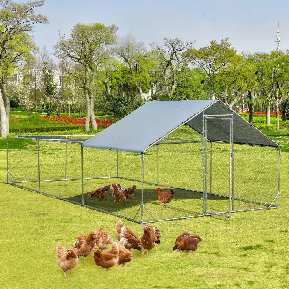 Costway Metal Walk In Chicken Coop with Cover 195 x 300 x 600cm Image 3