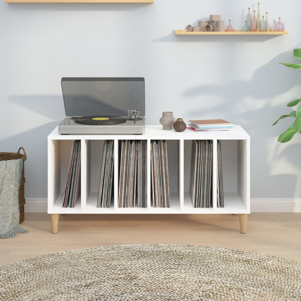 vidaXL 6 Shelf White Record Cabinet Image 7