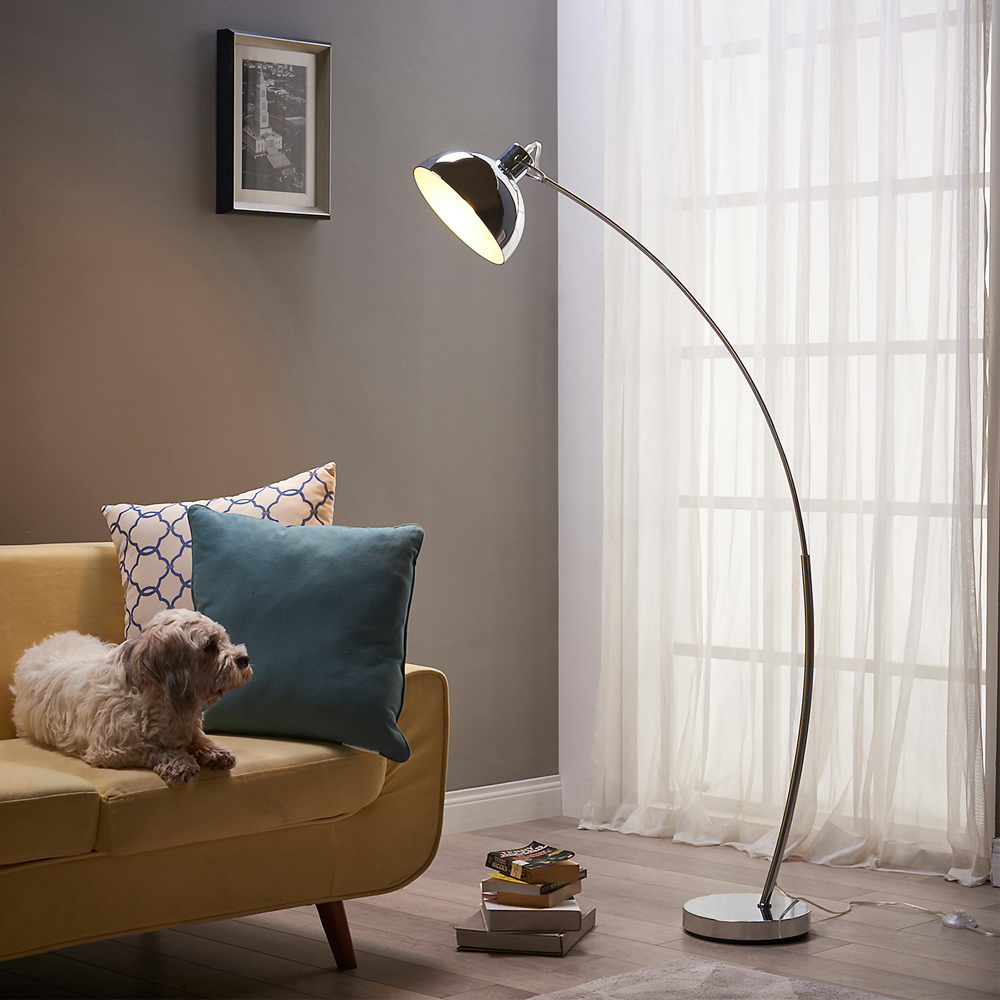 Teamson Home Arco Chrome Shade Arched Floor Lamp Image 2