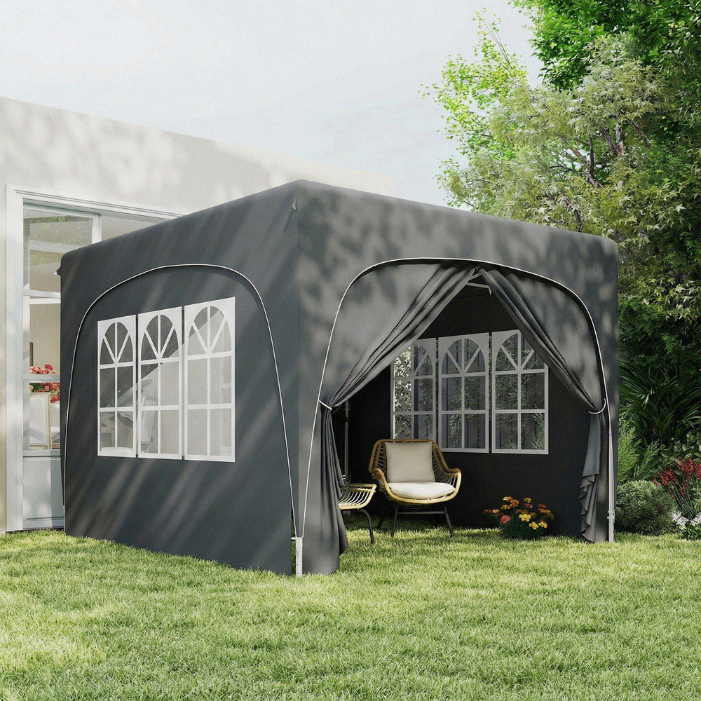 Outsunny 3 x 3m Dark Grey Pop-Up Gazebo with Sides and Carry Bag Image 8