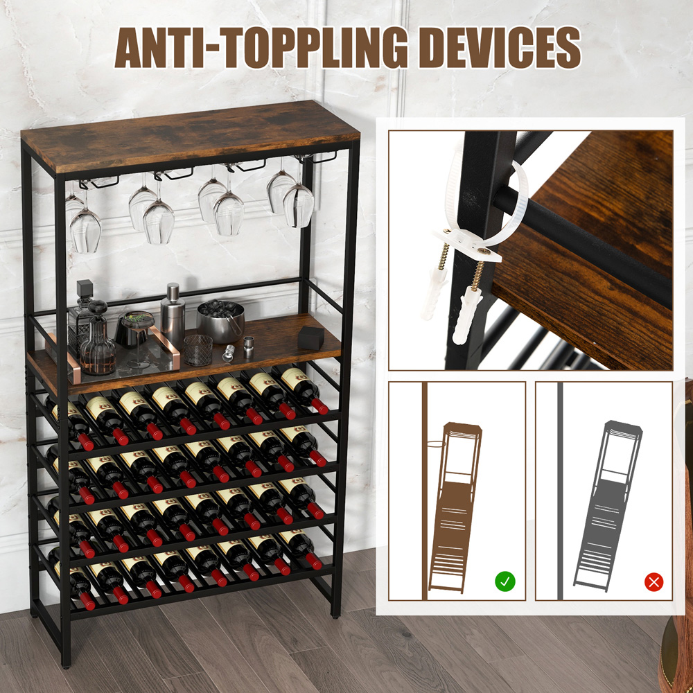 Costway 2 Shelf 32 Bottle Wine Rack with Glass holders Image 8