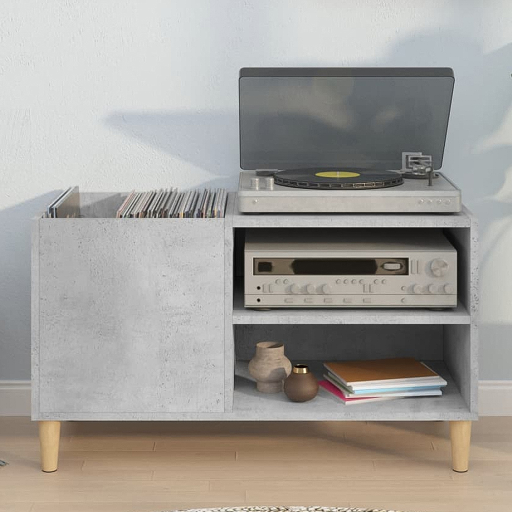 vidaXL 2 Shelf Concrete Grey Record Cabinet Image 1