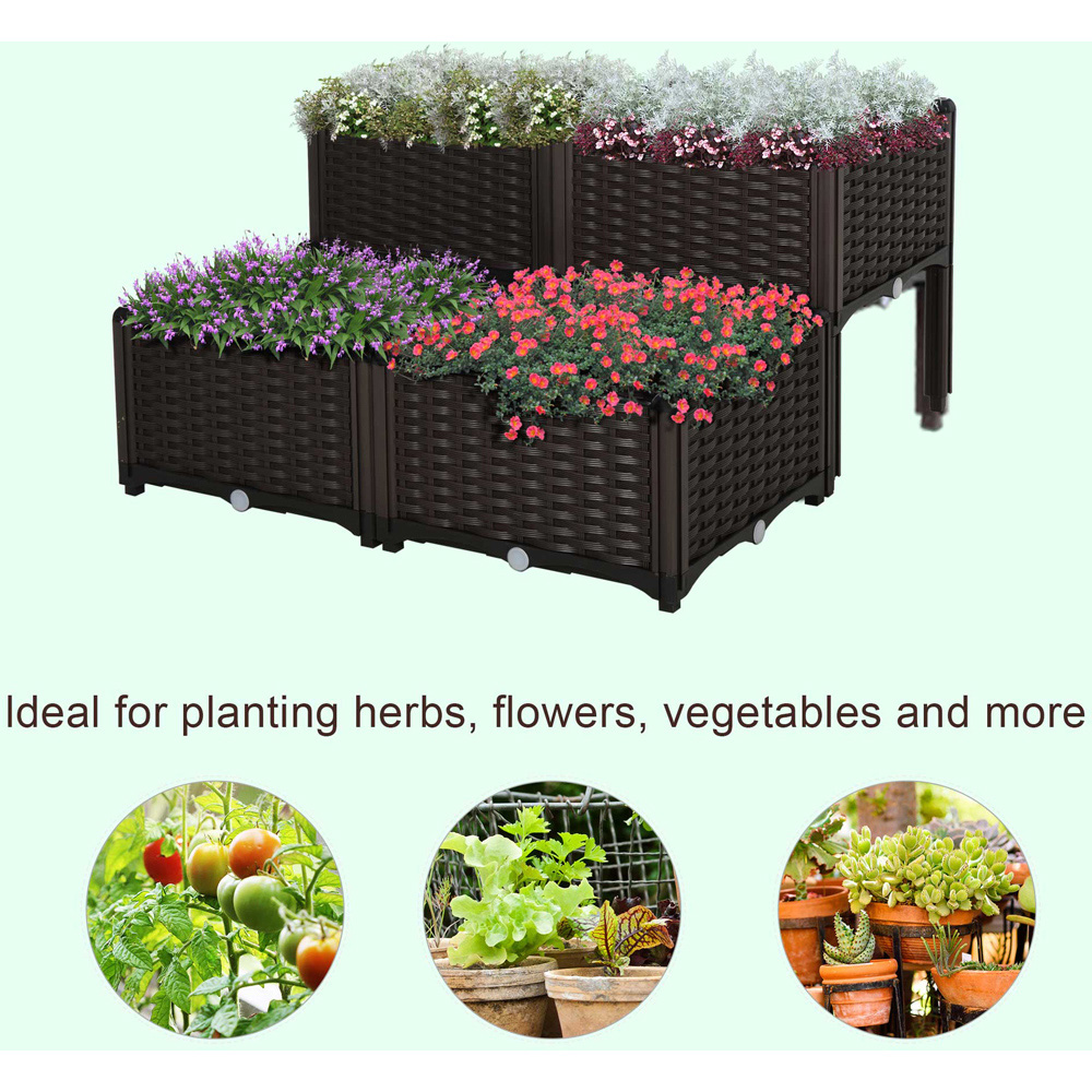 Outsunny Brown Raised Garden Bed Planter 4 Pack Image 4