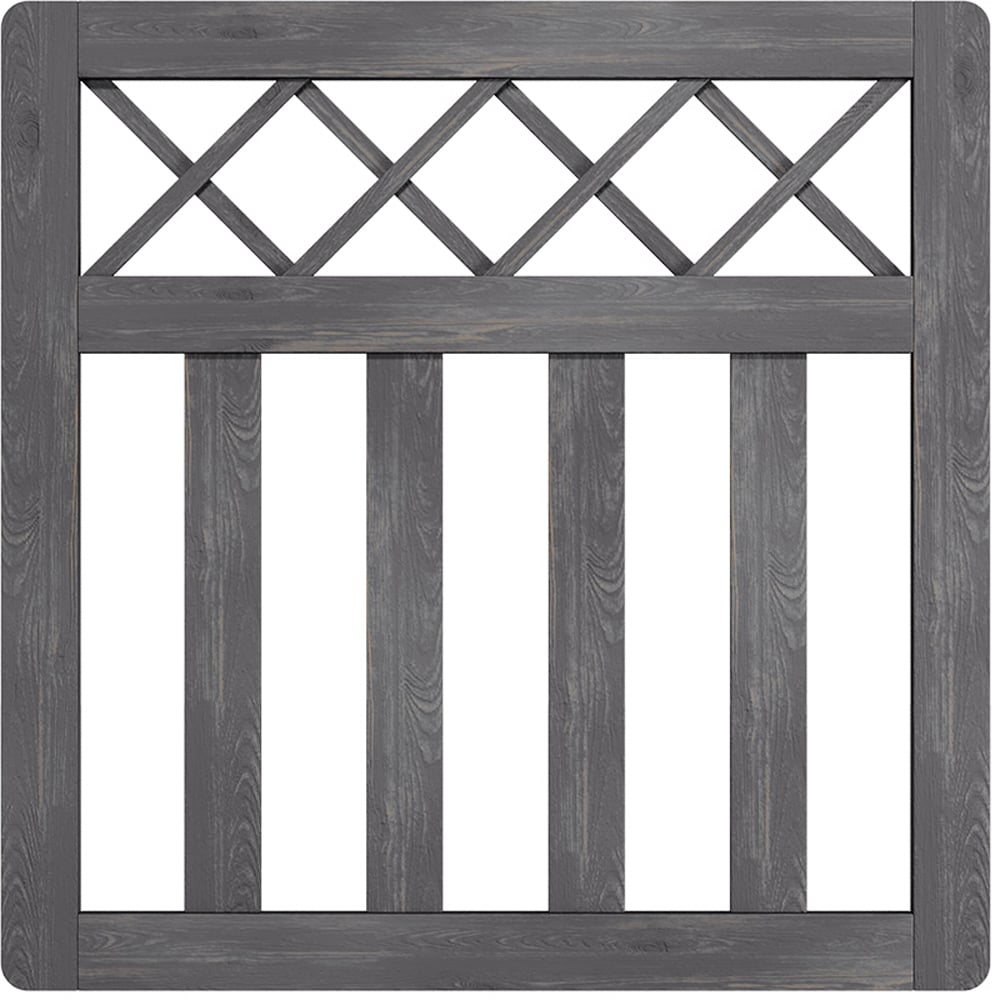 Outdoor Cross Top Wooden Grey Garden Fence Door, 90 x 90 x 2.5cm Image 1