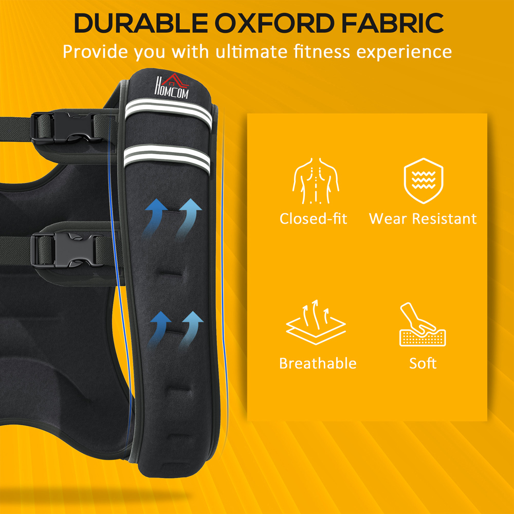 HOMCOM 10kg Adjustable Weighted Vest with Pocket and Reflective Strips Image 8