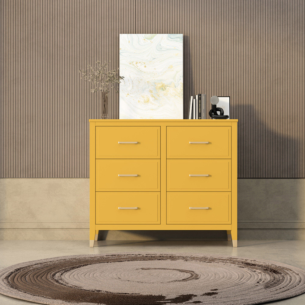 Palazzi 6 Drawer Mustard Chest of Drawers Image 7
