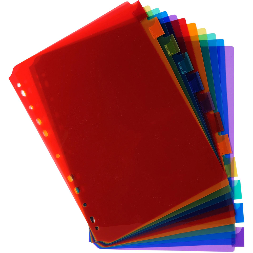 Exacompta A4 12 Section Assorted Colour Polypropylene Divider 10 Pack Image 4
