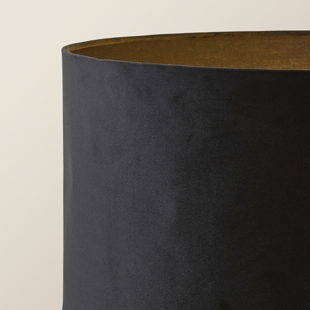 ValueLights Marissa Black Velvet Shade Black Ball LED Floor Lamp Image 3