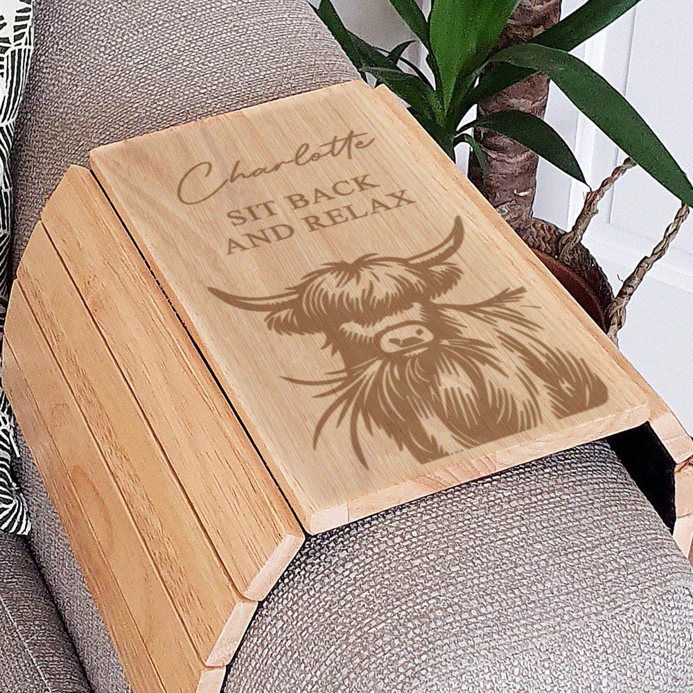 Personalised Memento Personalised Highland Cow Sofa Tray Image 3