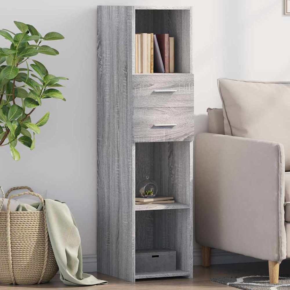 vidaXL 2 Drawer 3 Shelf Grey Sonoma Highboard Image 1
