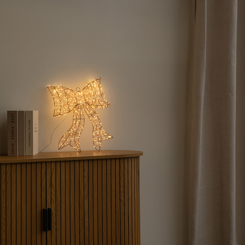 Samuel Alexander 650 Warm White LED Light-Up Gold Christmas Bow 43cm Image 8