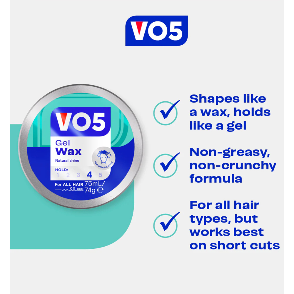 VO5 Extra Hold Gel Wax 75ml 3 Pack Image 6