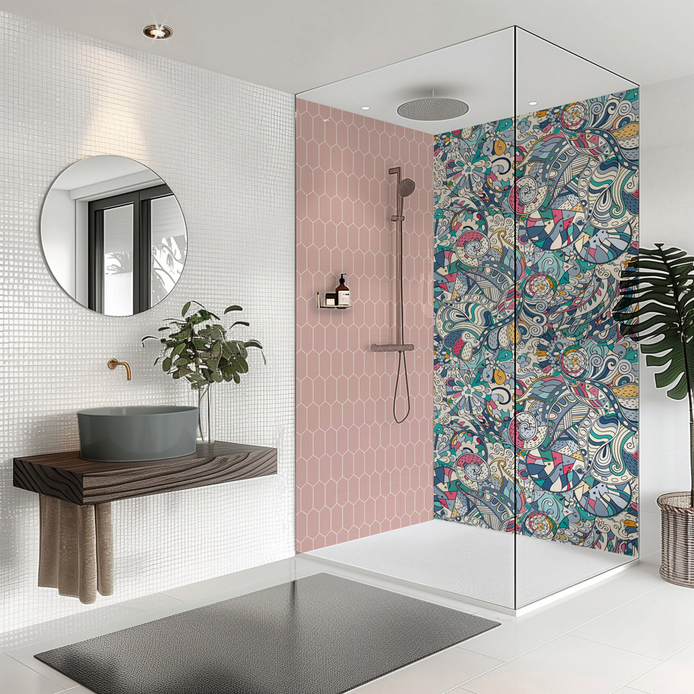 Splashbax Premium Artisan Colourful Doodle Di Bond Shower Panel 2400 x 800mm Image 7