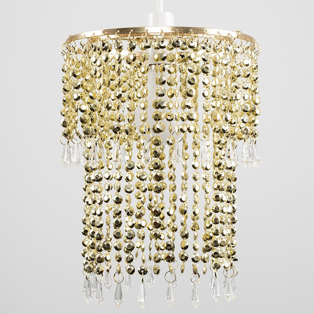 ValueLights Beaded Gold Droplet Pendant Shade Image 3