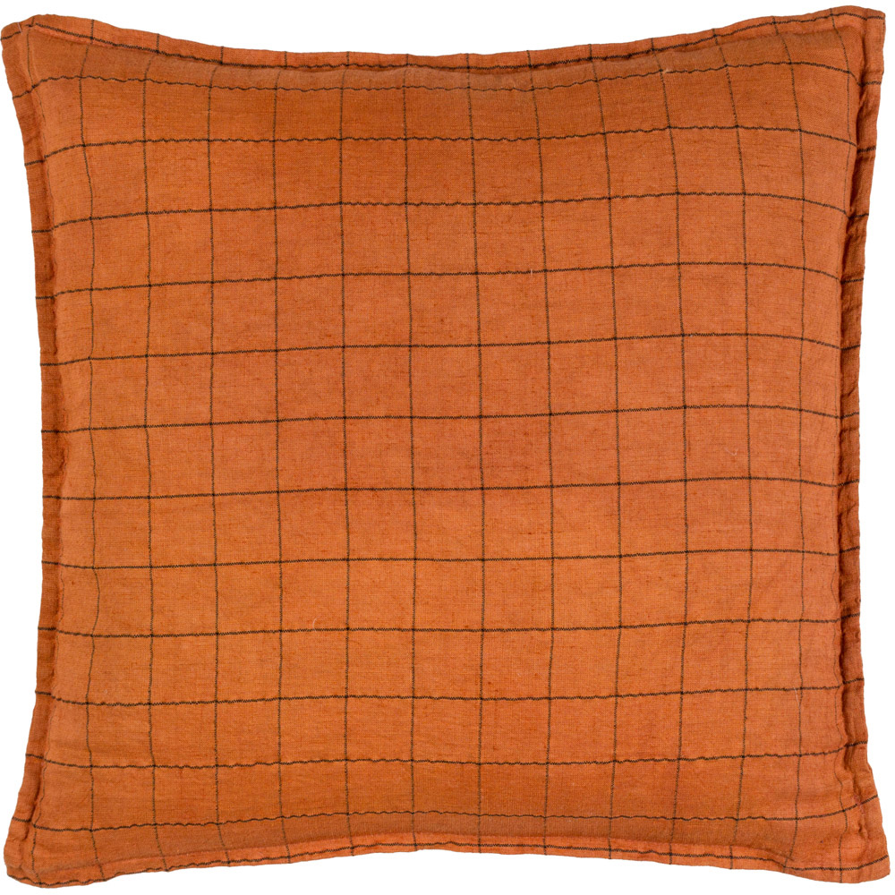 Yard Grid Check Brick Linen Cushion Image 1
