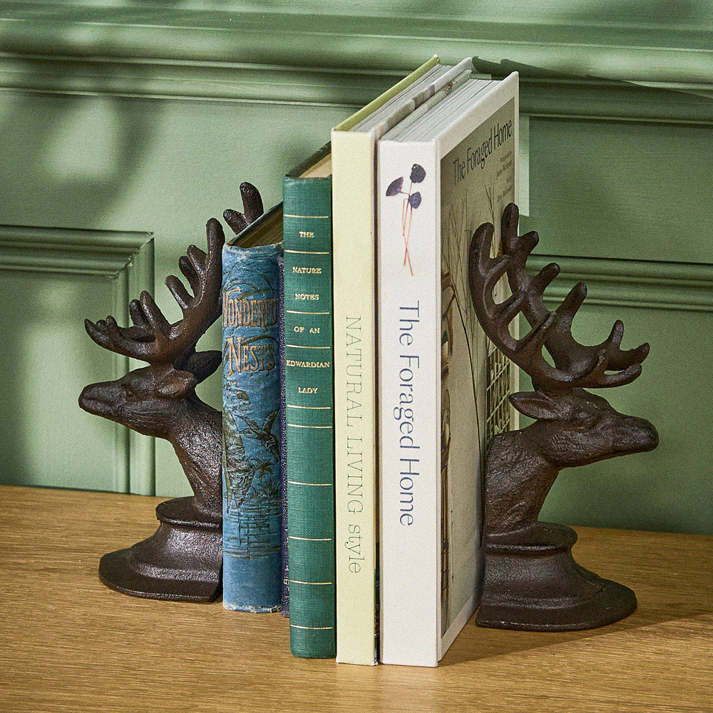 Dibor Antique Brown Reindeer Stag Head Bookend 2 Pack Image 2