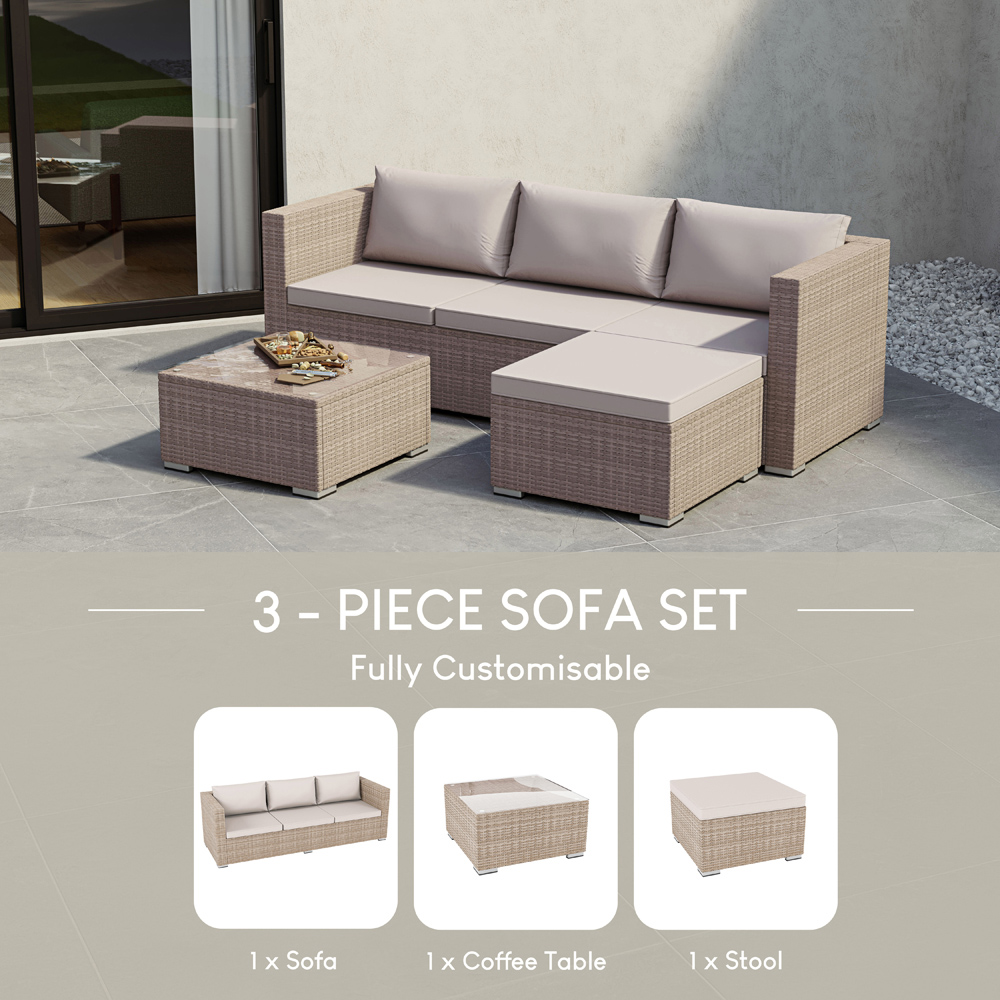 GARDEN VIDA Hampton 4 Seater Natural PE Rattan Garden Corner Lounge Set with Cover Image 6