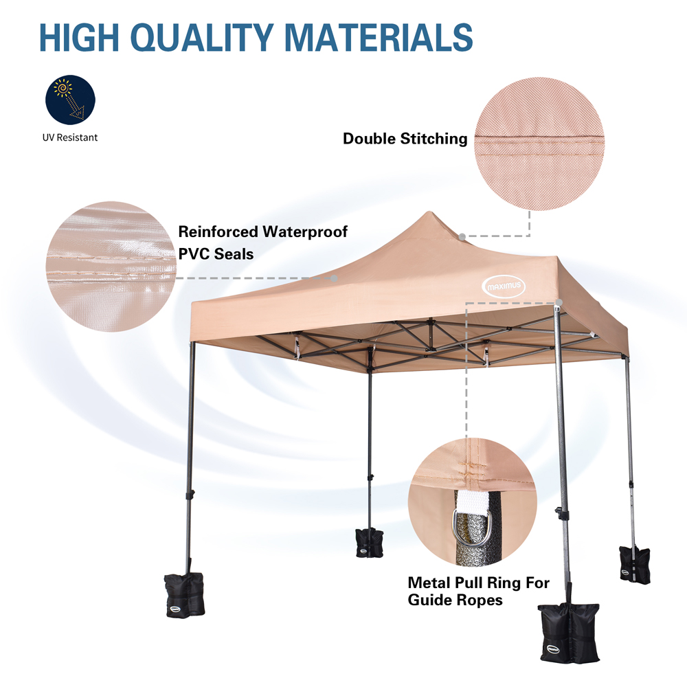 Maximus Beige Pop Up Outdoor Gazebo with Removable Sides 3 x 3m Image 7