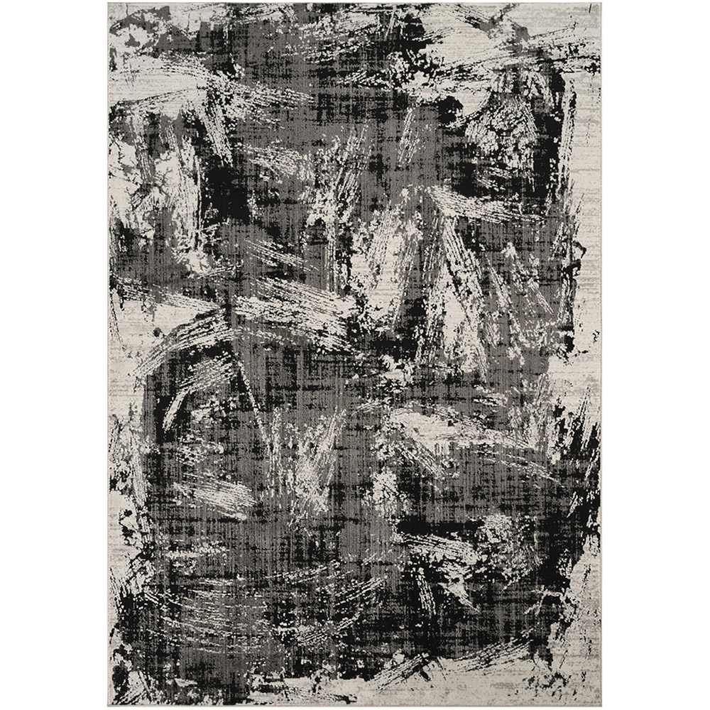 Mayfair Living Room Area Rug Metallic Sheen Contemporary Modern Canvas Design - Black 120cm x 170cm Image 1