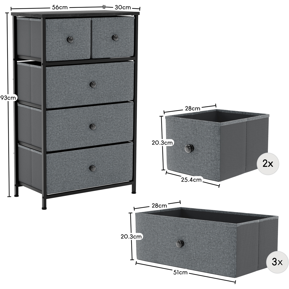 Vida Designs Chorley 5 Drawer Grey and Black Fabric Chest of Drawer Image 8