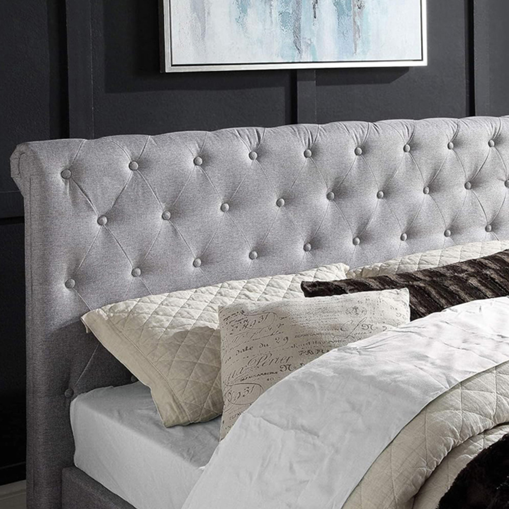 Home Treats Double Grey Sleigh Ottoman Bed with Mattress Image 3
