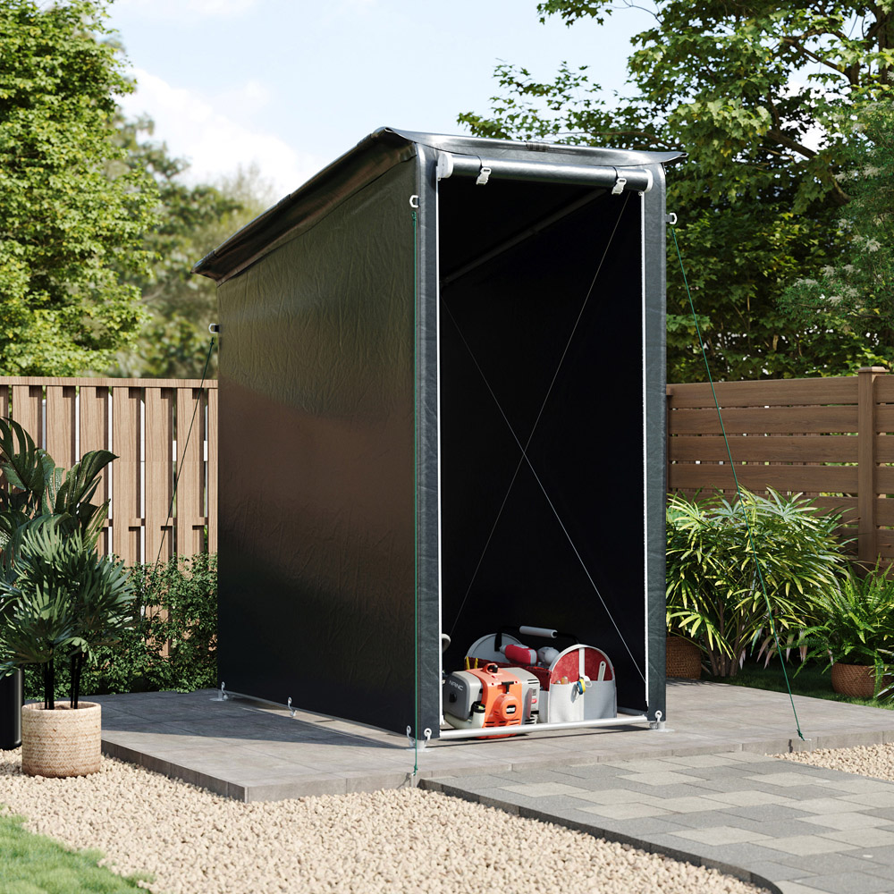 Living and Home 3 x 5ft Dark Grey Pent Garden Storage Shelter with Roll-Up Zipper Door Image 7